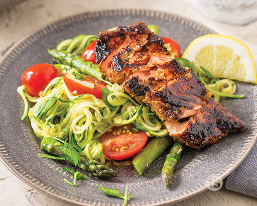 Seared Salmon over Citrus Zoodles