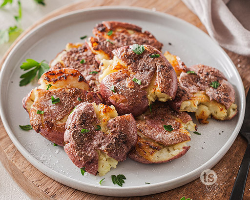 Salt Vinegar Smashed Taters