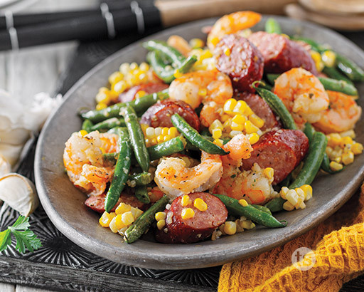 ONE Pan Grilled Sausage Shrimp Boil Mix Preparation