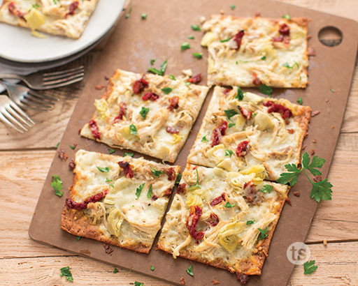 Chicken Artichoke Flatbread Pizza
