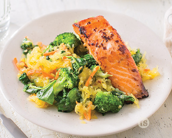 Seared Salmon over Spaghetti Squash Bowls