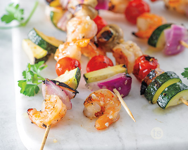 Garlicky Shrimp Veggie Kabobs