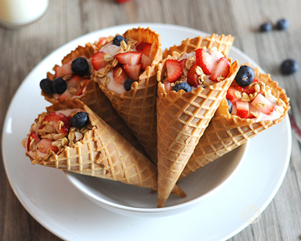 Rhubarb Strawberry Yogurt Cones