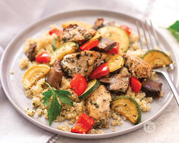 Roasted Chicken Veggies over Quinoa