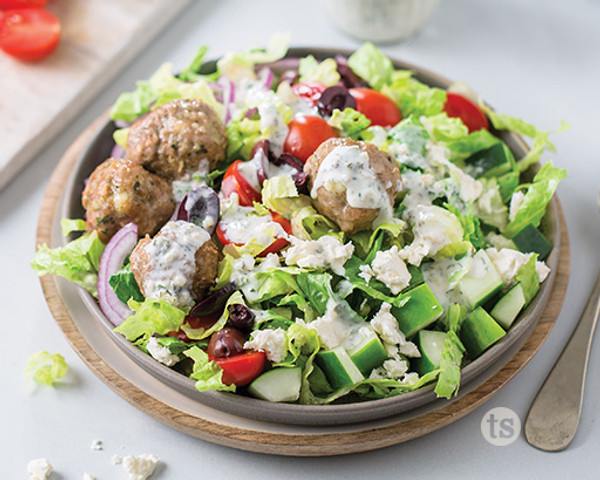 Greek Salad with Turkey Meatballs