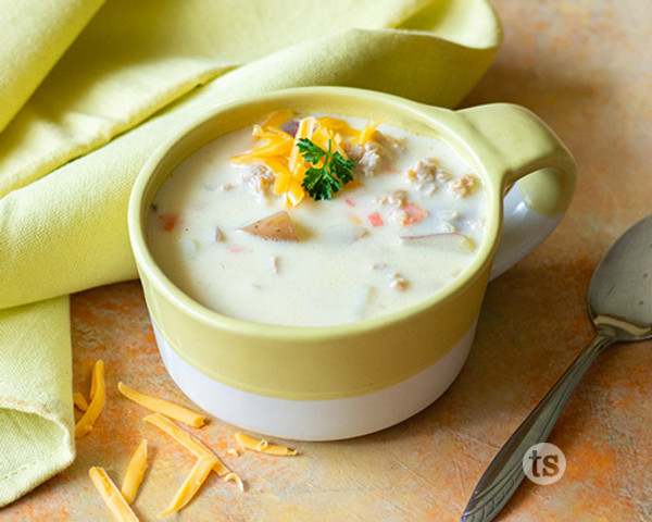 Perfectly Potato Cheddar Beer Sausage Soup