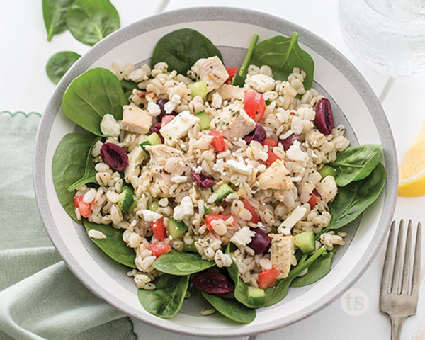 Warm Mediterranean Chicken Barley Salad