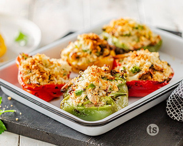 Creamy Parmesan Chicken Stuffed Peppers