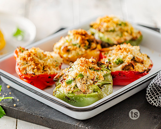 Creamy Parmesan Chicken Stuffed Peppers