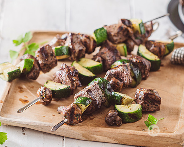 Parmesan Peppercorn Beef Veggie Kabobs