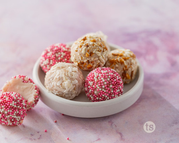 Rhubarb Strawberry White Chocolate Truffles