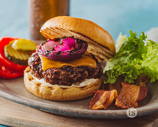Smoky BBQ Cheddar Pub Burgers
