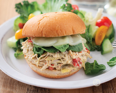 Artichoke Pulled Chicken Sandwiches