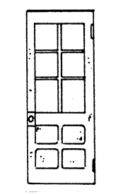 Narrow 4 Panel 6 Pane Door