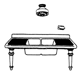 Double Basin Kitchen Sink with Faucet, Soap Dish & Ceiling Light Kit