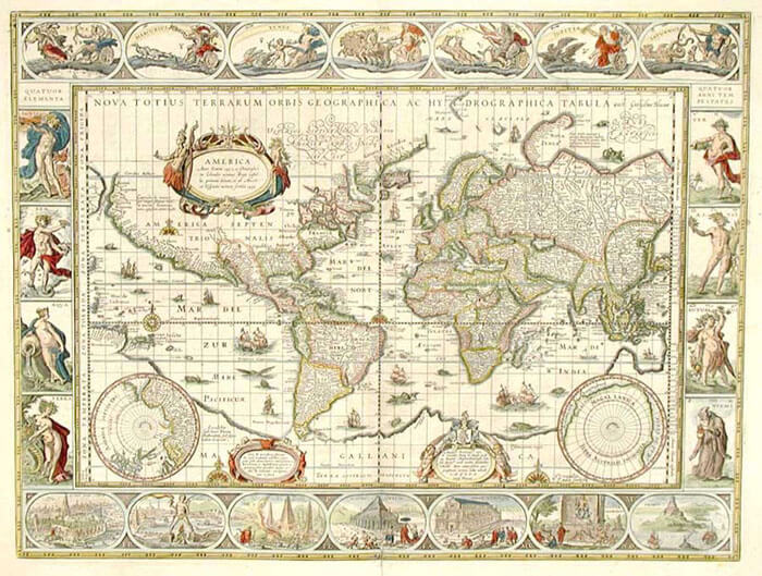 Willem Blaeu World Map, circa 1640