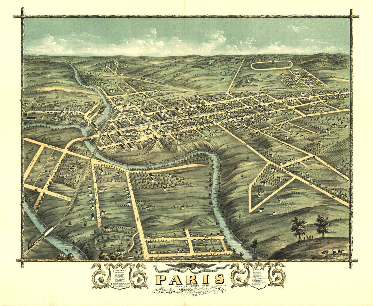 Paris, KY Vintage Map Print (1870)| World Maps Online
