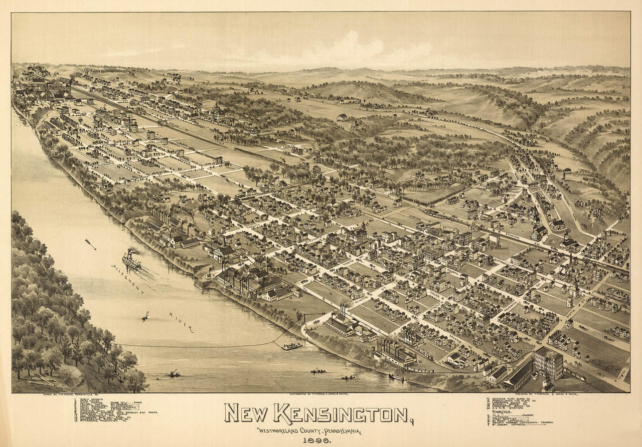 New Kensington, PA Vintage Map Print (1896)| World Maps Online