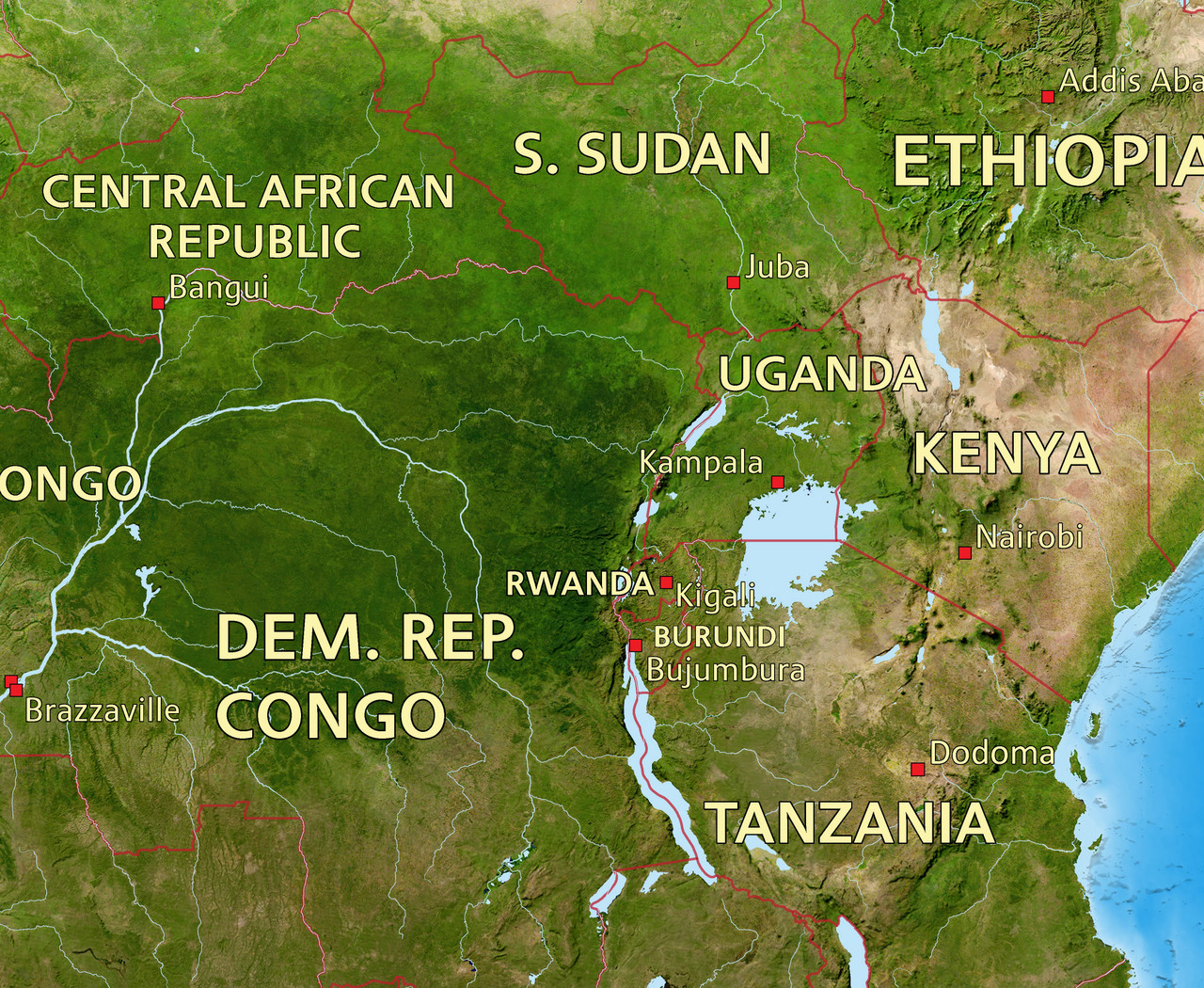 World Pacific Rim Satellite Image Wall Map - Enhanced Physical