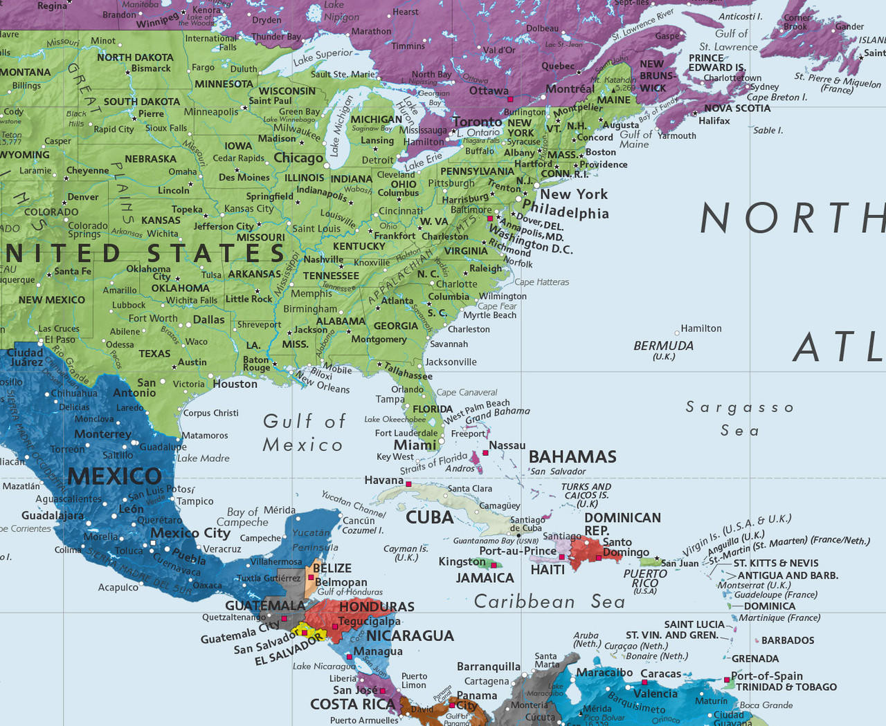 Colorful World Wall Map - Detailed Labeling | World Maps Online