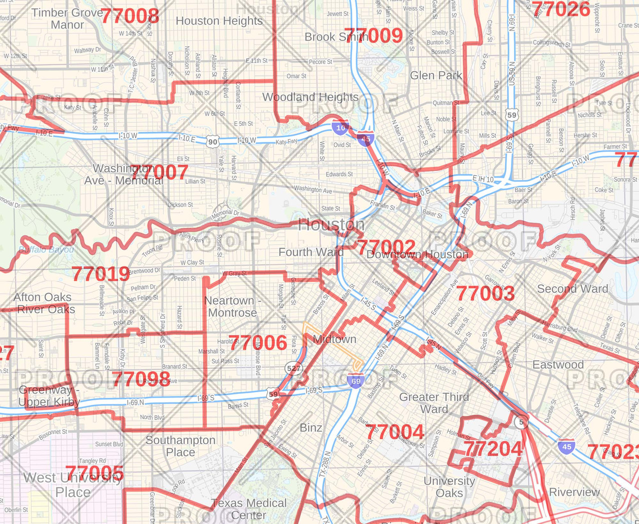 USA Custom Area Zip Code Wall Maps