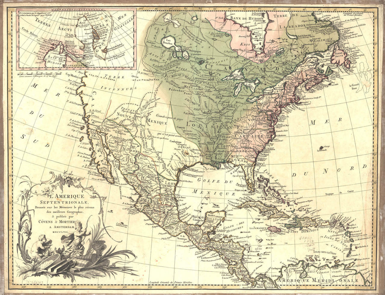 North America Vintage Map Print (1757)| World Maps Online