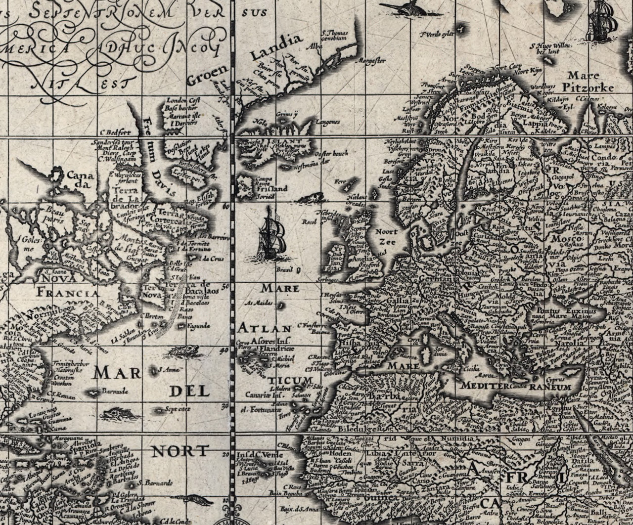 Historical Map Print - World - 1606 - Willem Janszoon Blaeu