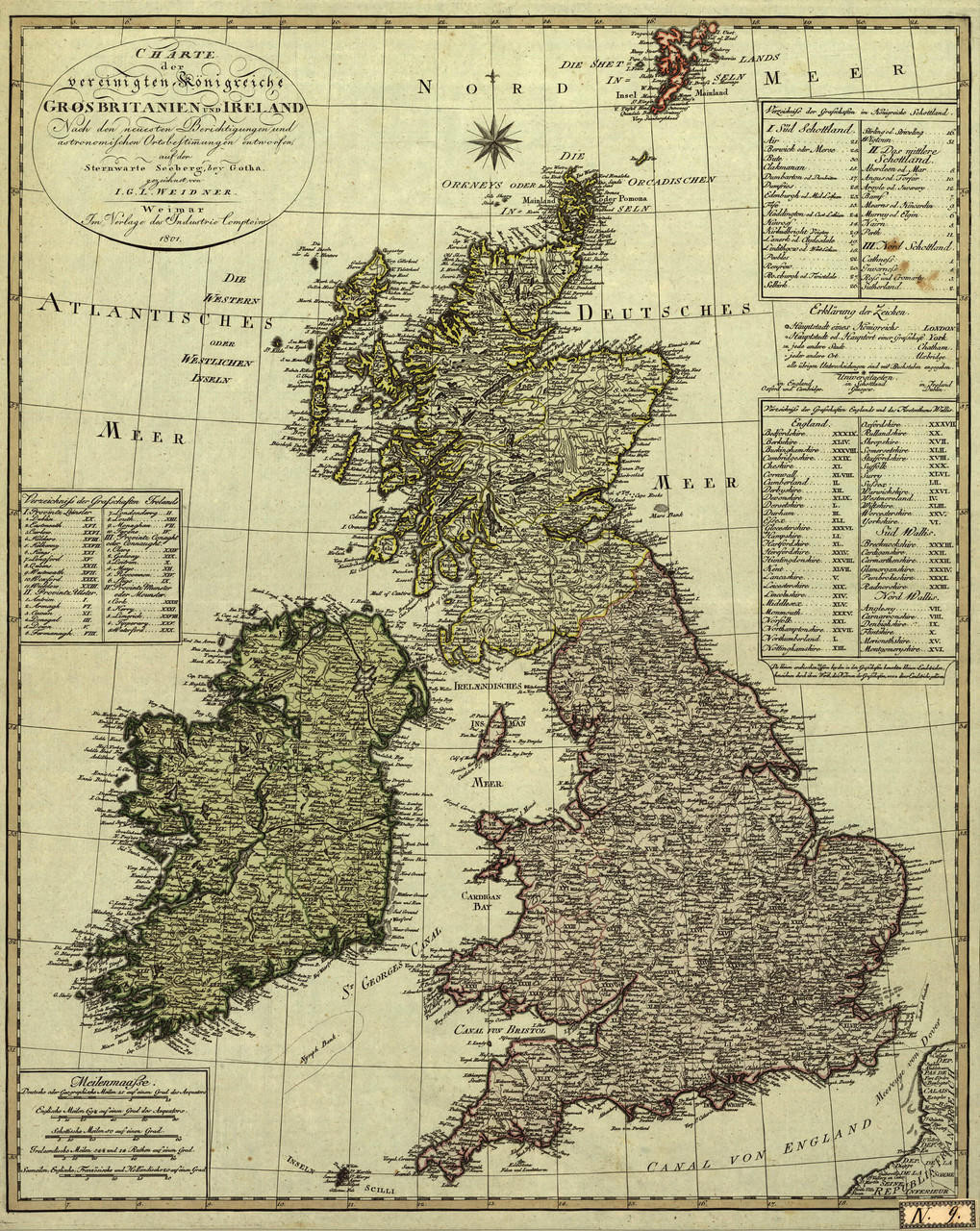 アート・デザイン・音楽 Early Printed Maps of the British Isles British Isles Vintage Map Print (1801)| World Maps Online