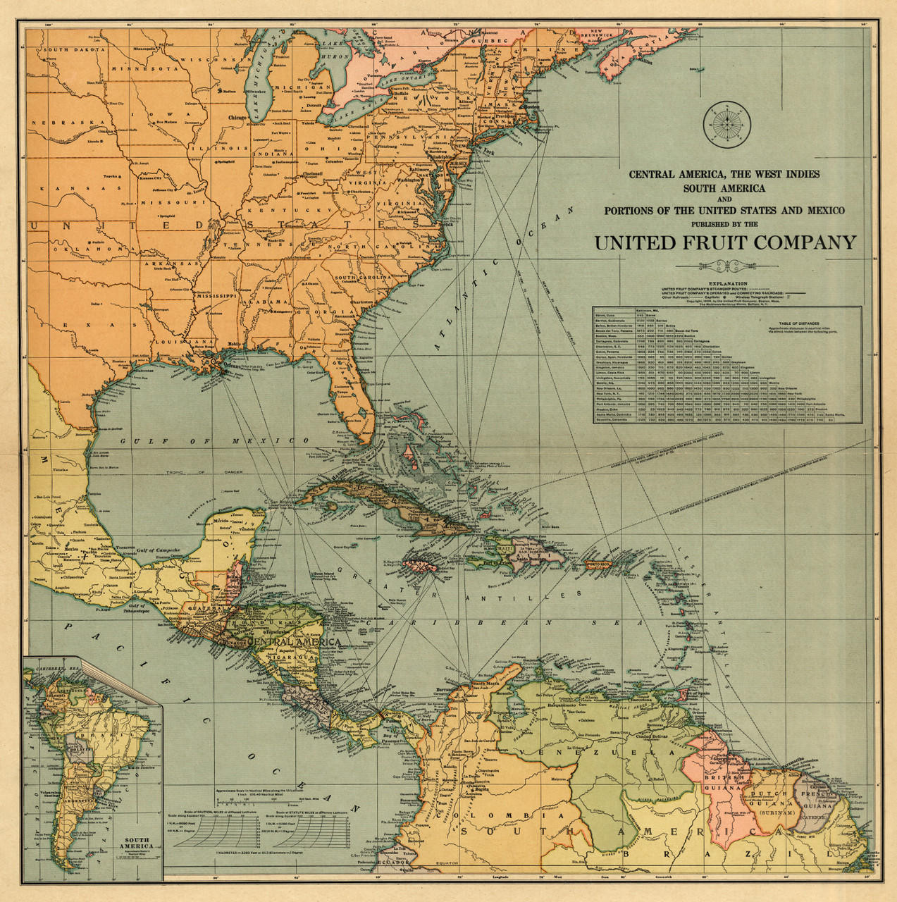 North & Central America Vintage Map Print (1910)| World Maps Online