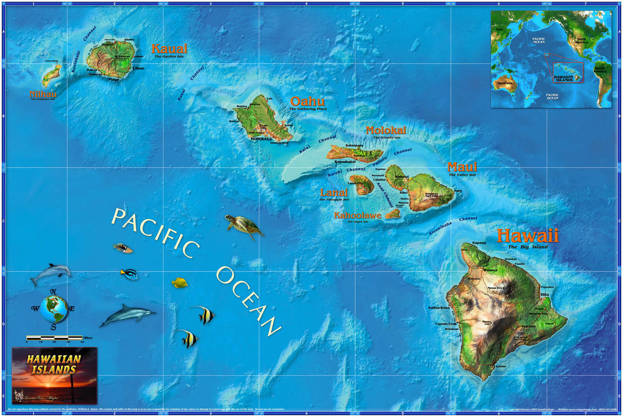 Hawaii Illustrated Wall Map From Compart World Maps Online Cm Hawaii Illustrated Lg 37231 63580.1682634123