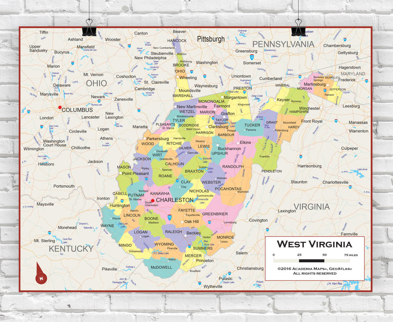 West Virginia Wall Map Political World Maps Online