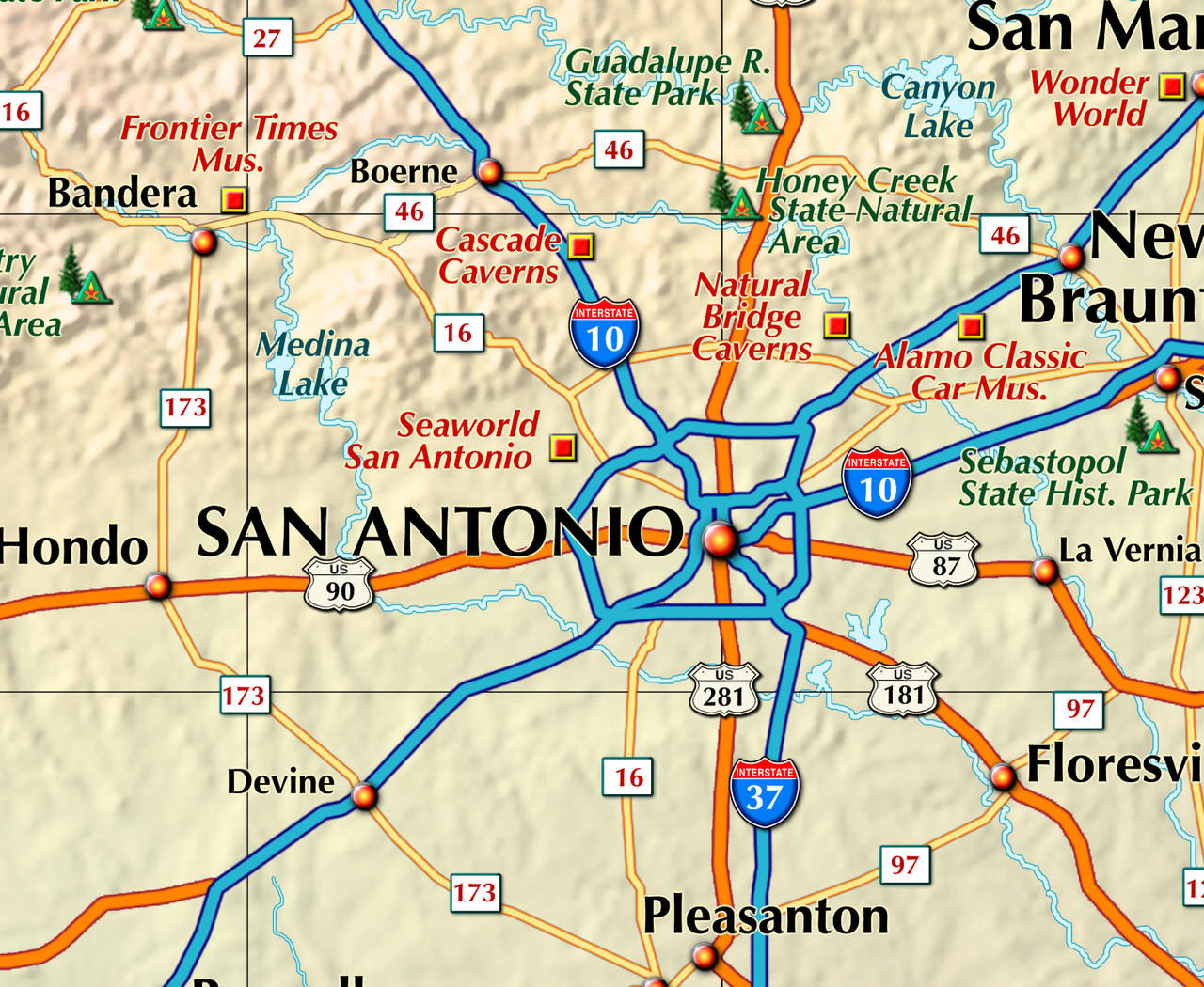 South Texas Wall Map From Compart World Maps Online 0780