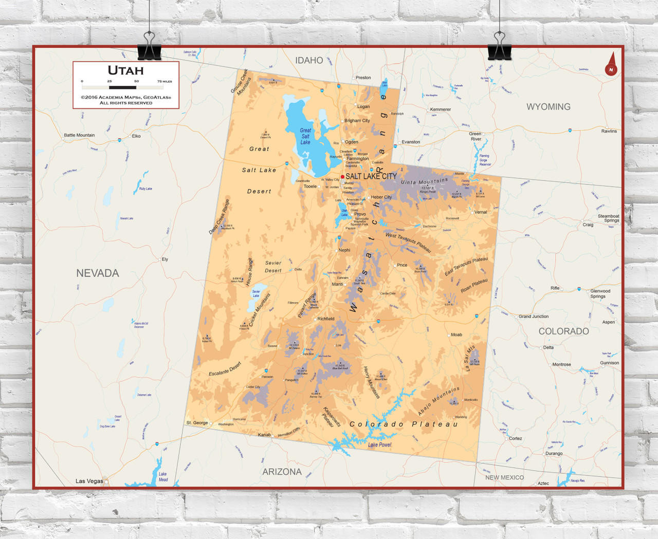 Utah Wall Map Physical World Maps Online Utah State Physical Wall Map 91092 47551.1675594777