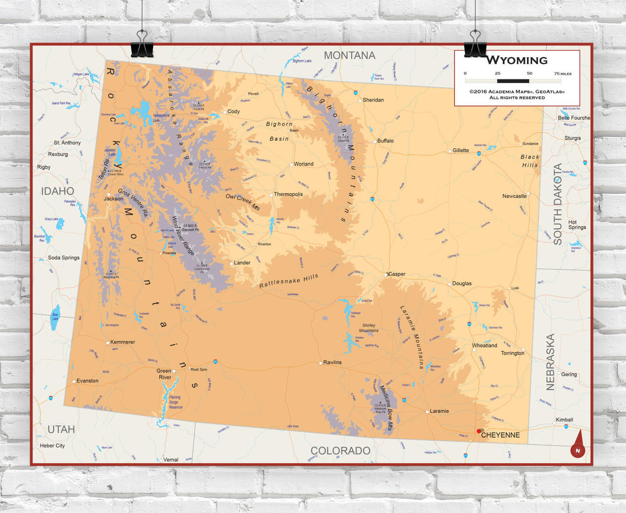 Wyoming Wall Map Physical World Maps Online   Wyoming State Physical Wall Map  00753  79721.1675586720 