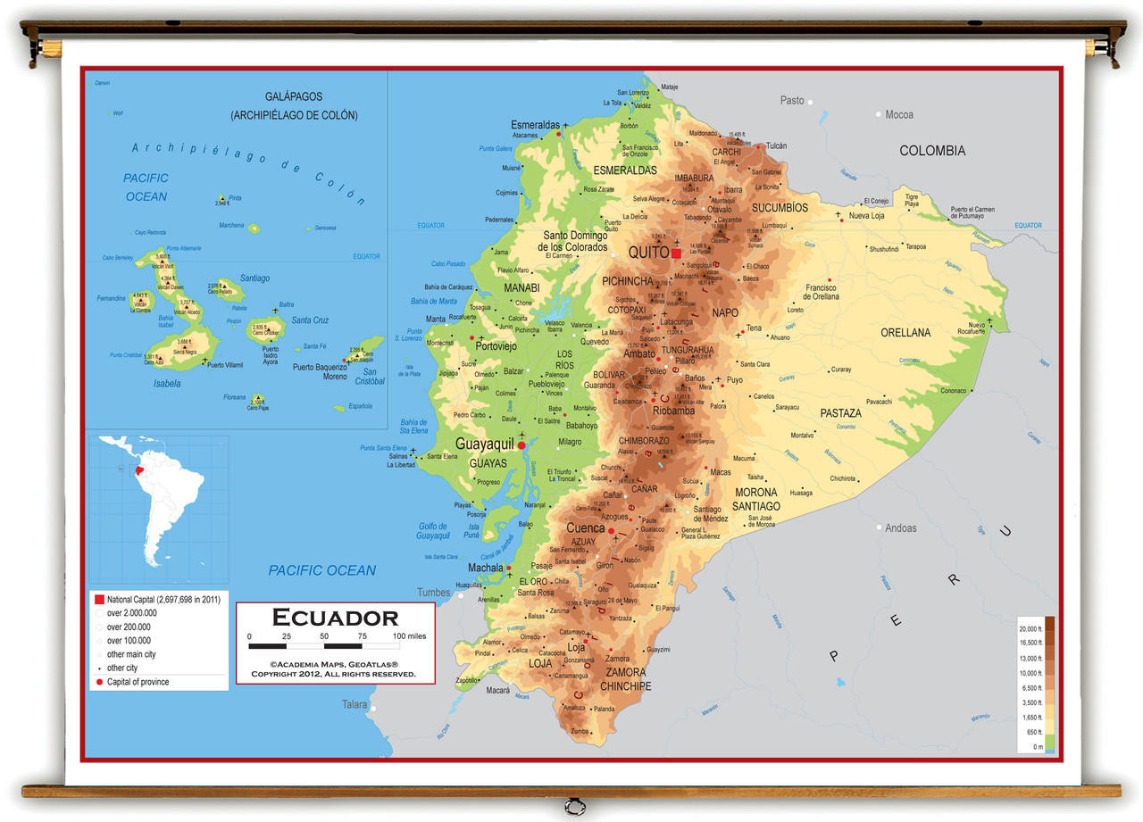 Ecuador Physical Educational Wall Map From Academia Maps World Maps Academia Ecuador Physical Lg 80100 13614.1682633122 