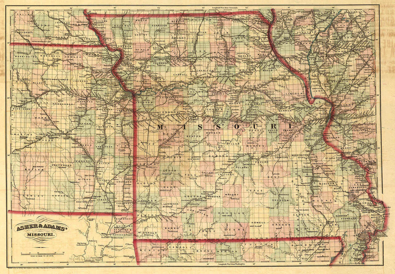 Historic Railroad Map of Missouri - 1872 | World Maps Online