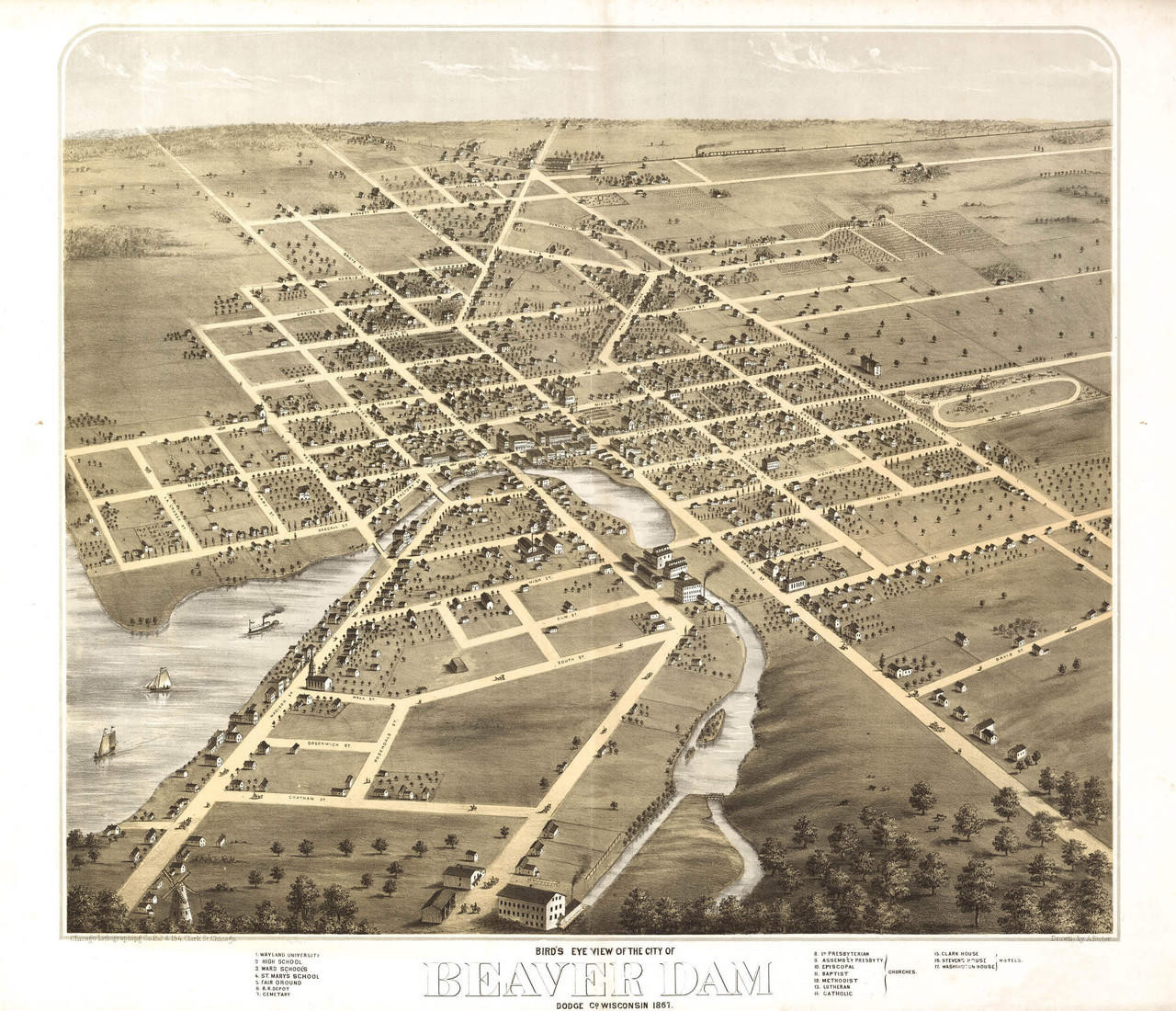 Historic Map - Beaver Dam, WI - 1867 | World Maps Online