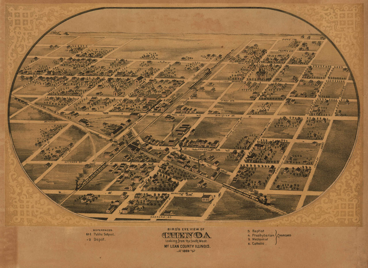 Historic Map Chenoa, IL 1869 World Maps Online