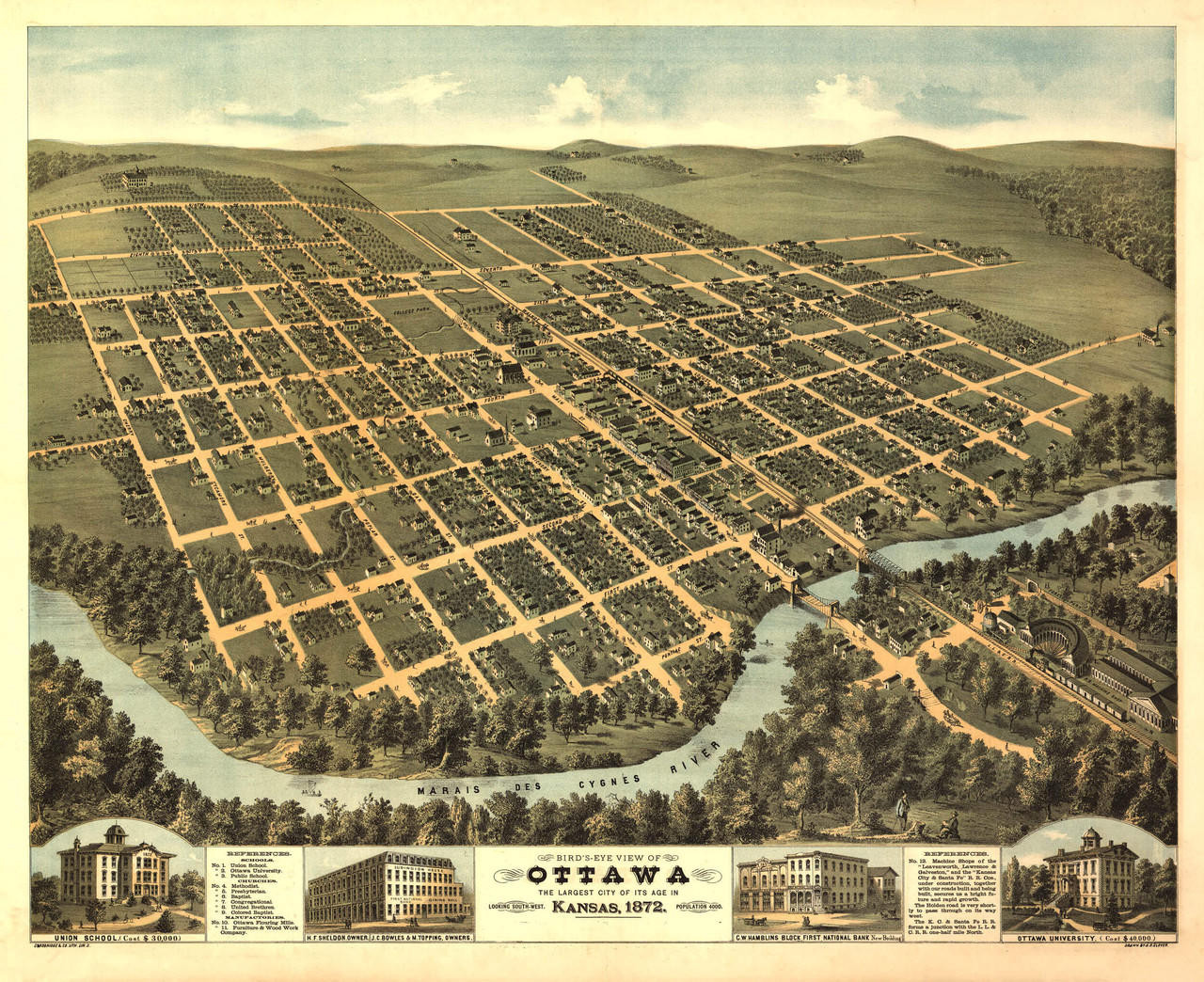 Historic Map Ottawa, KS 1872 World Maps Online