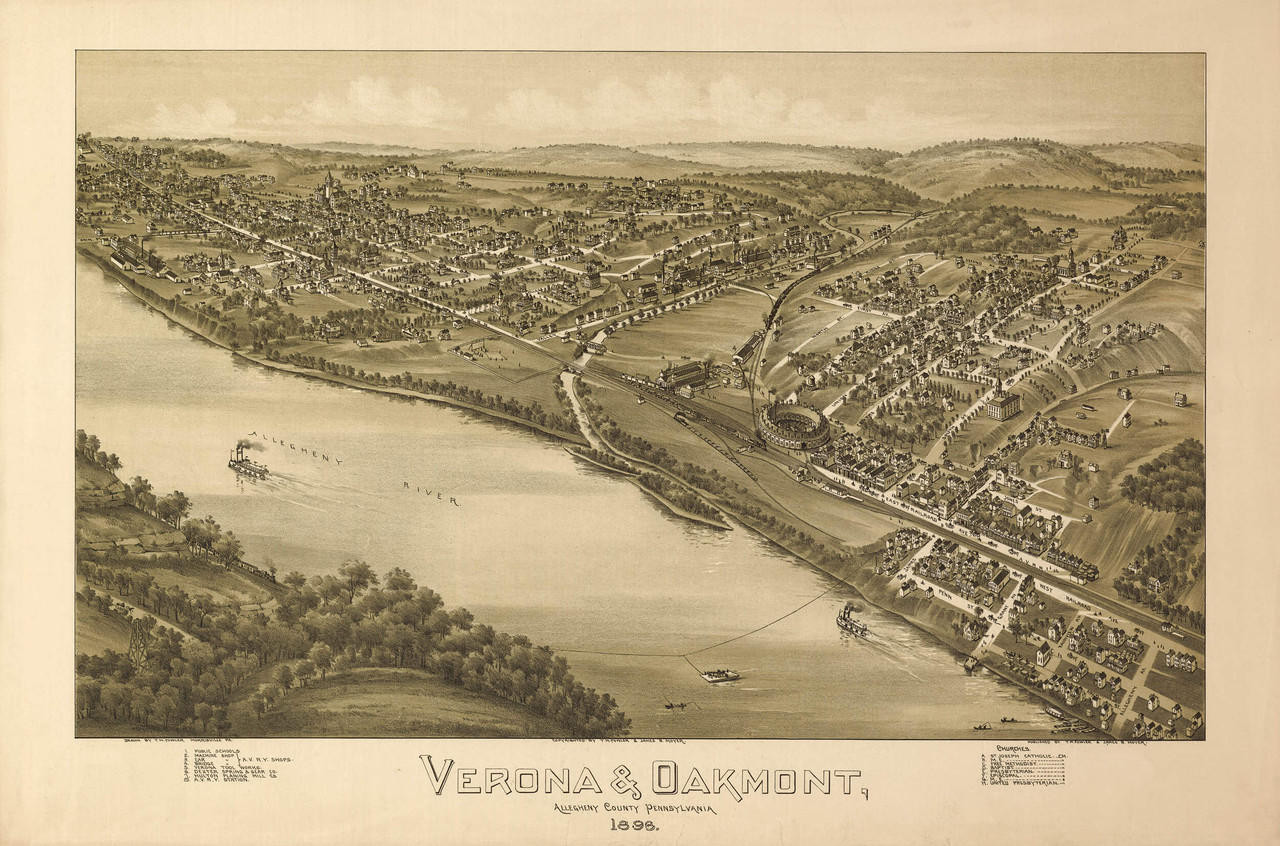 Historic Map Verona & Oakmont, PA 1896 World Maps Online