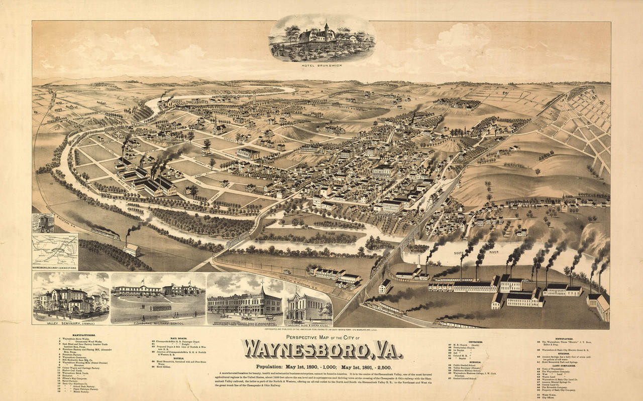 Historic Map Waynesboro, VA 1891 World Maps Online