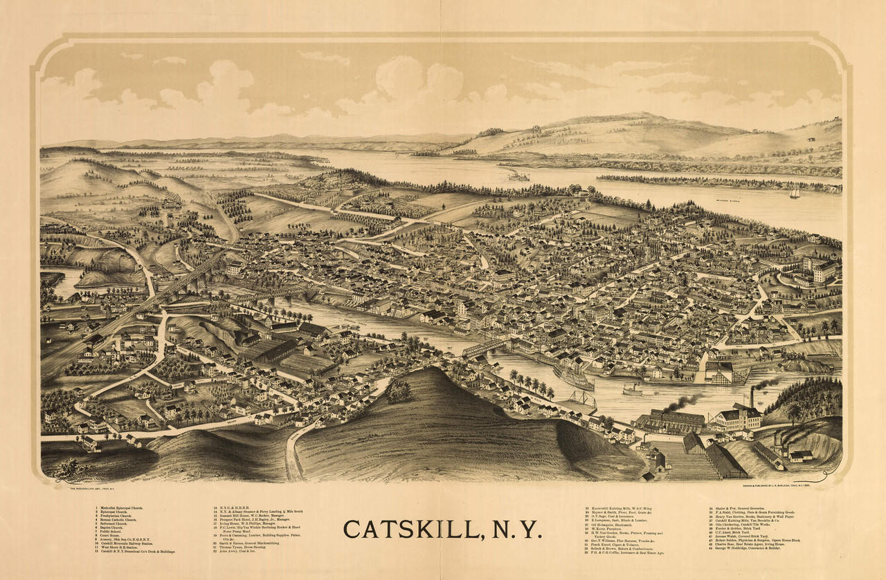 Historic Map - Catskill, NY - 1889