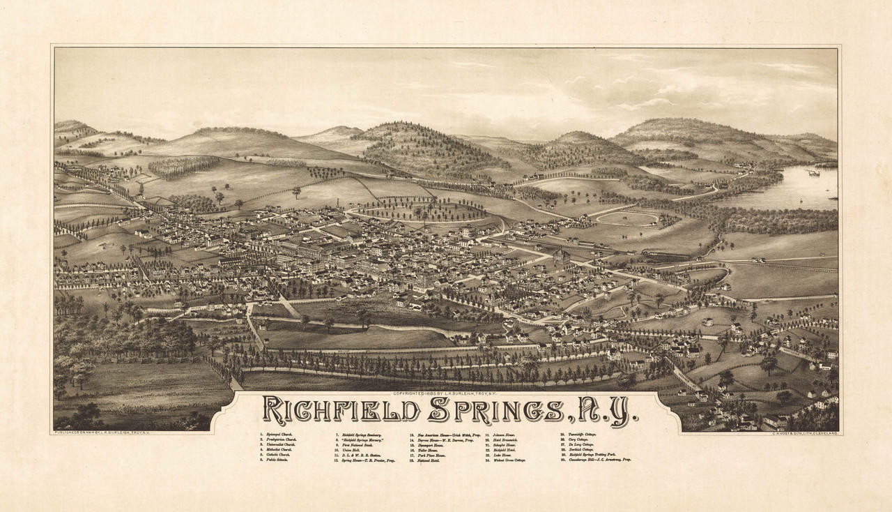 Historic Map Richfield Springs, NY 1885 World Maps Online