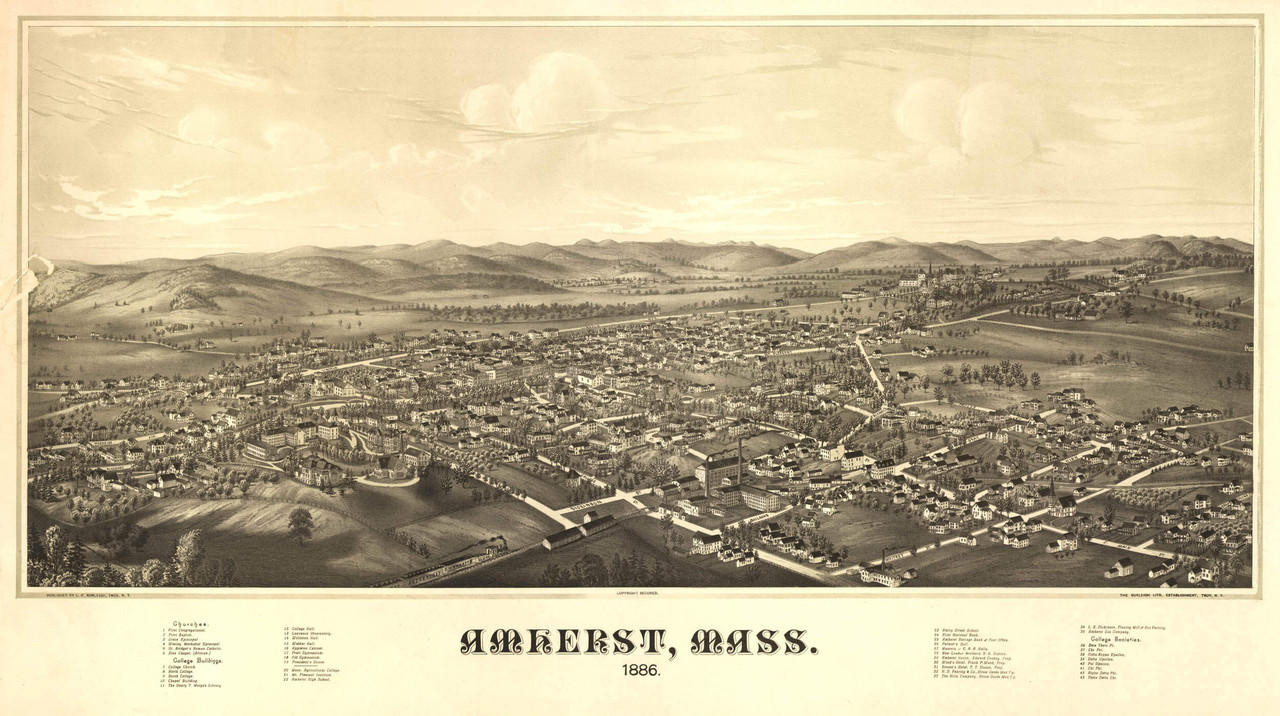Historic Map - Amherst, MA - 1886 | World Maps Online