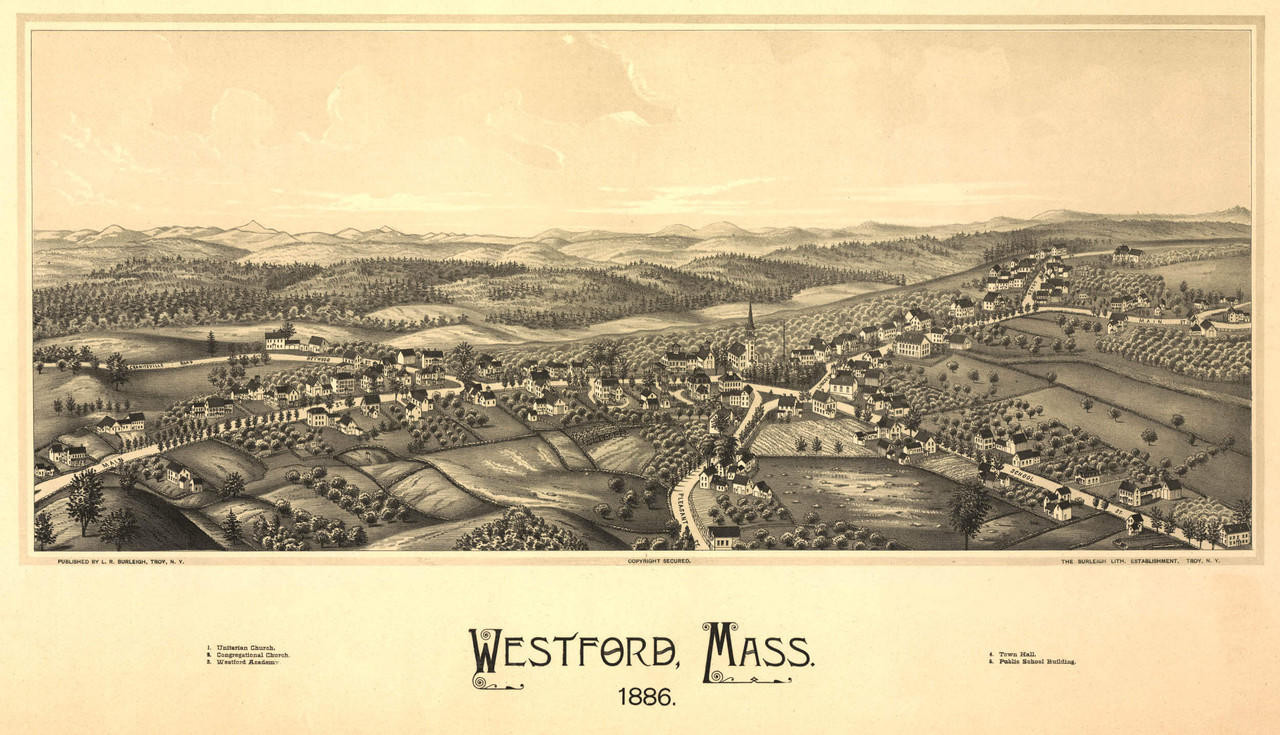 Historic Map Westford, MA 1886 World Maps Online