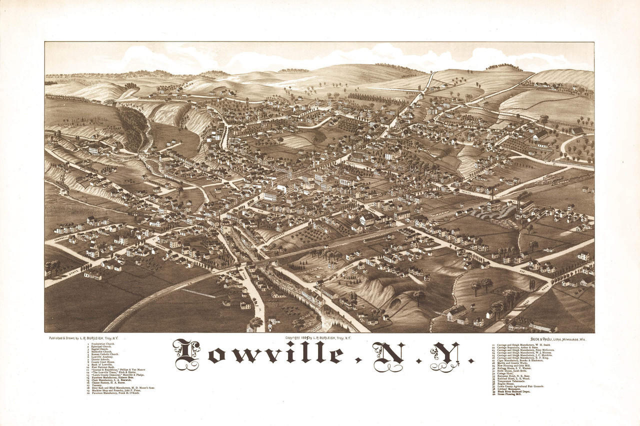 Historic Map Lowville, NY 1885 World Maps Online