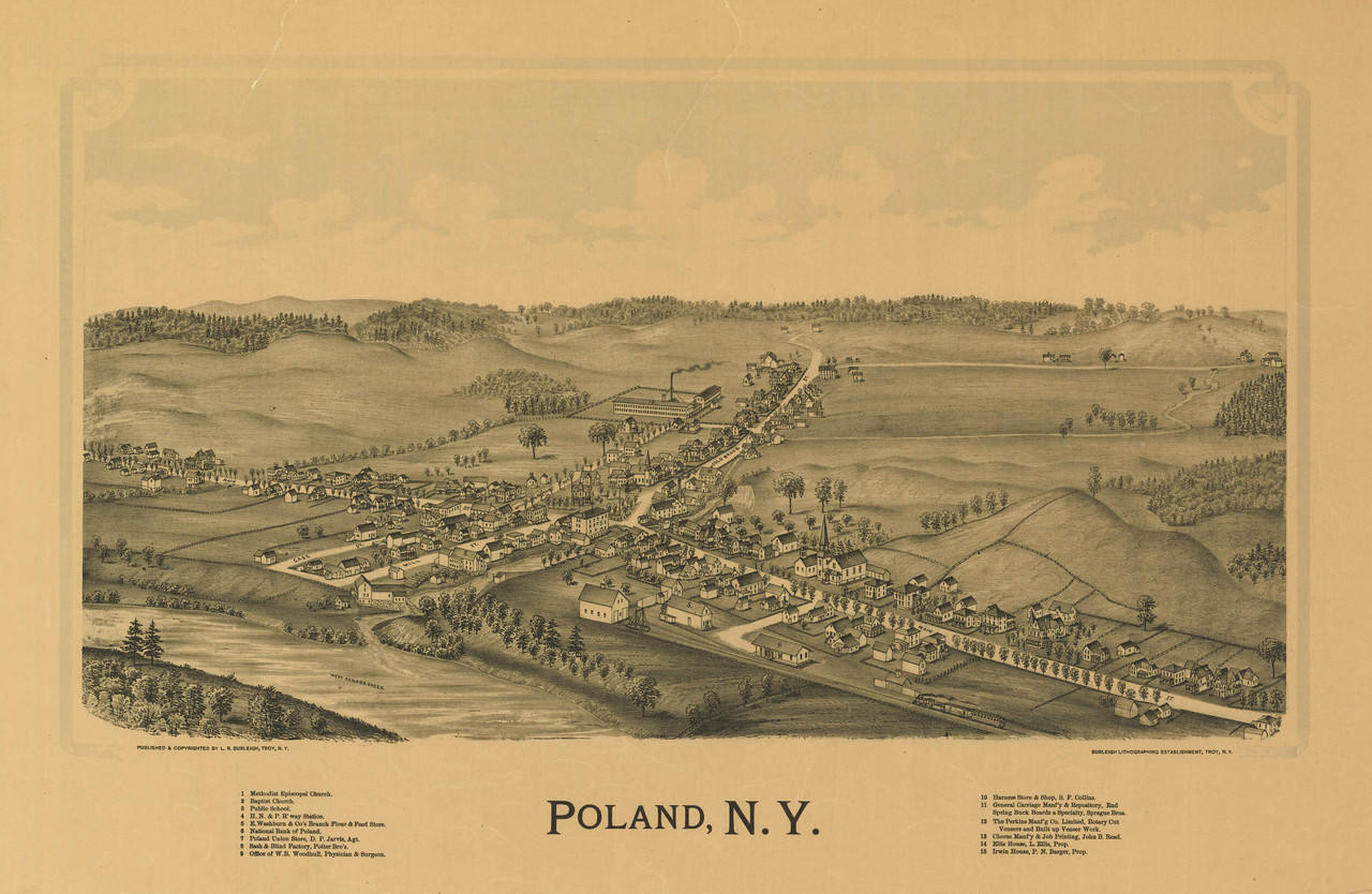 Historic Map Poland, NY 1890 World Maps Online