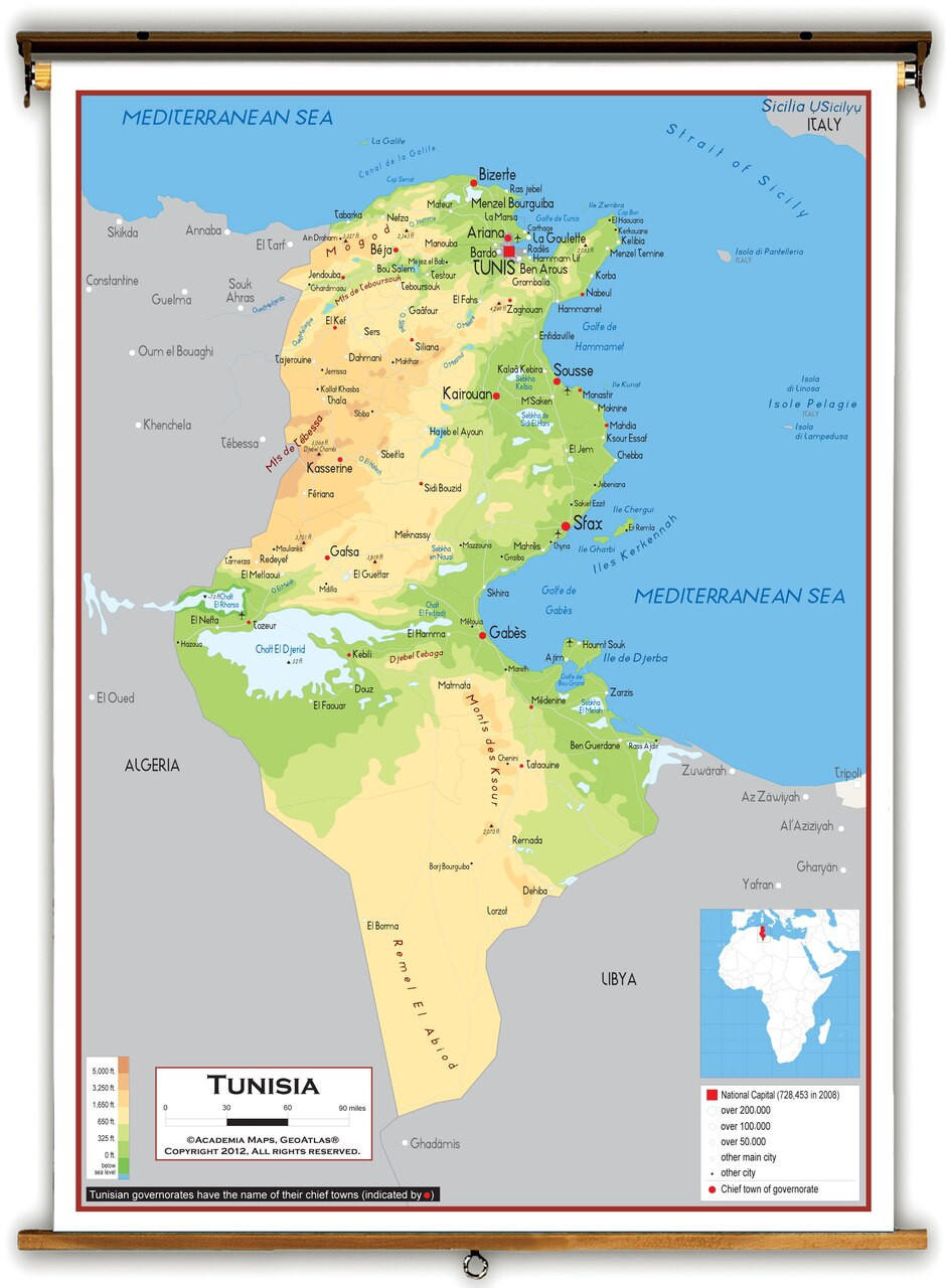 Tunisia Physical Educational Map From Academia Maps World Maps Online Apiwlqf6f 26877 52120.1682632834 