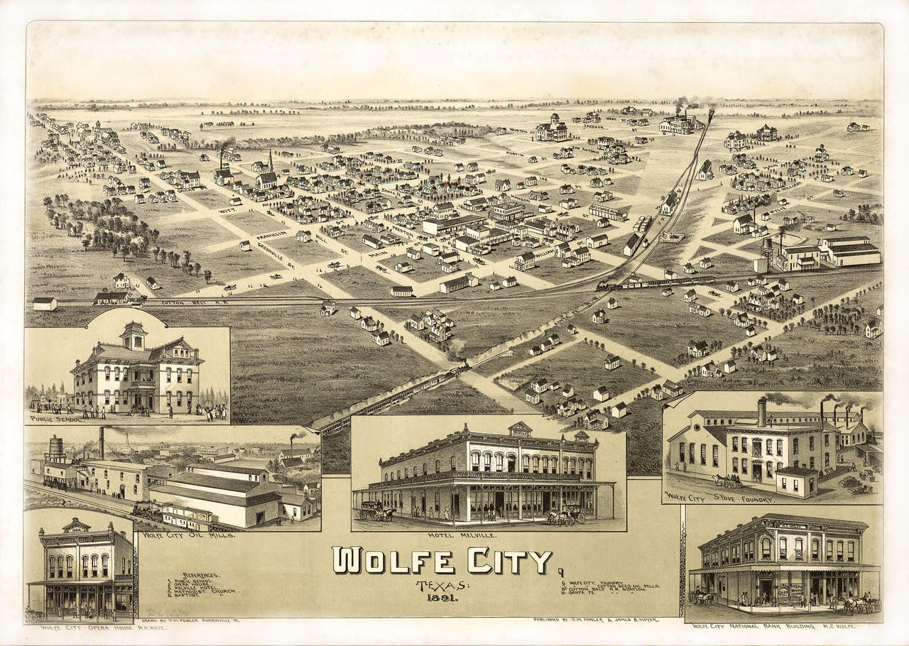 Perspective map of Fort Worth, Tex. 1891.