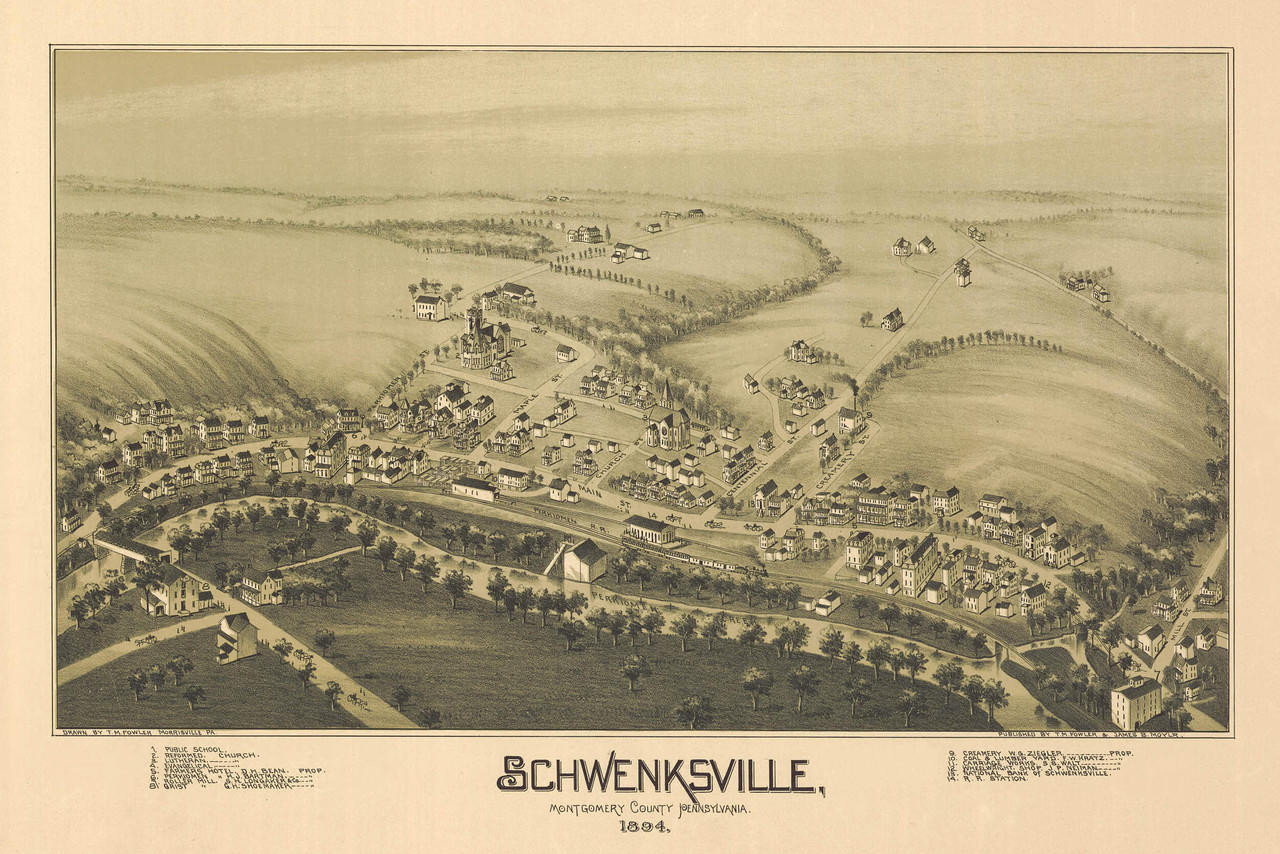 Historic Map Schwenksville, PA 1894 World Maps Online